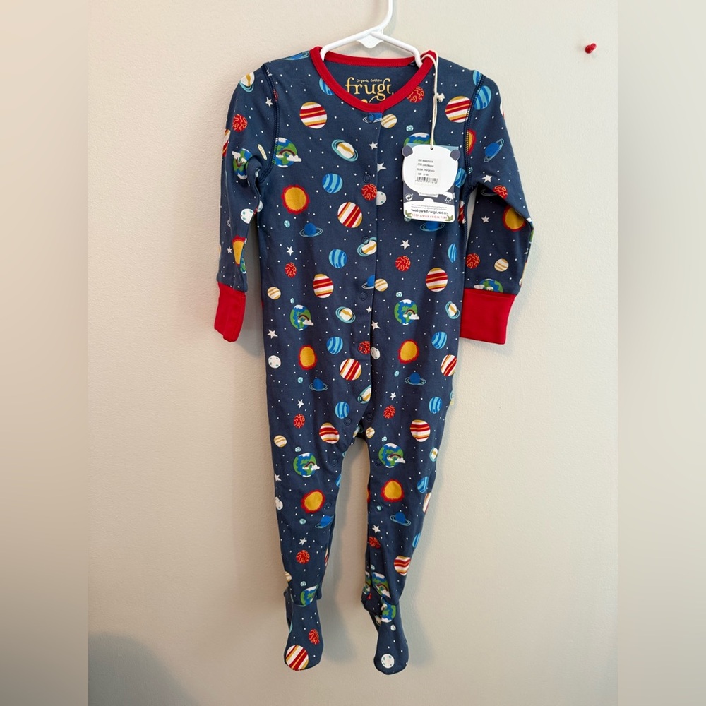 Frugi Organic Cotton Blue Space-Themed Kids Footsies